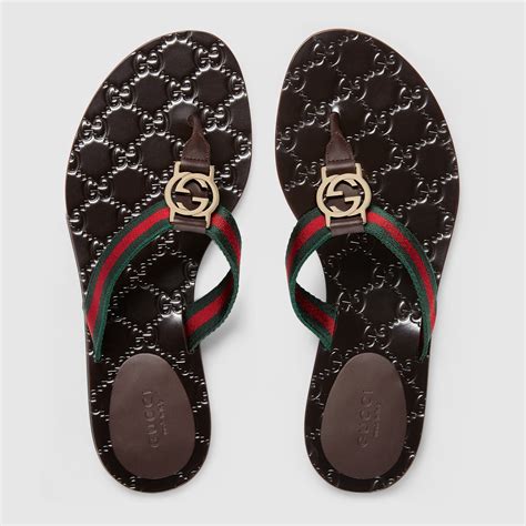 gucci thong sandal with signature web detail|Gucci unisex sandals.